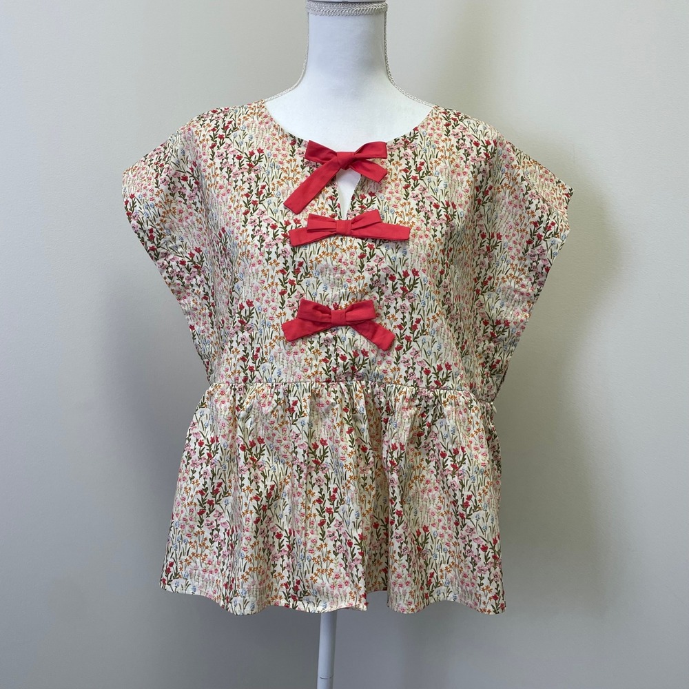 Shop the Mint Nursing Top XL Floral Cotton Bow Peplum Zipper